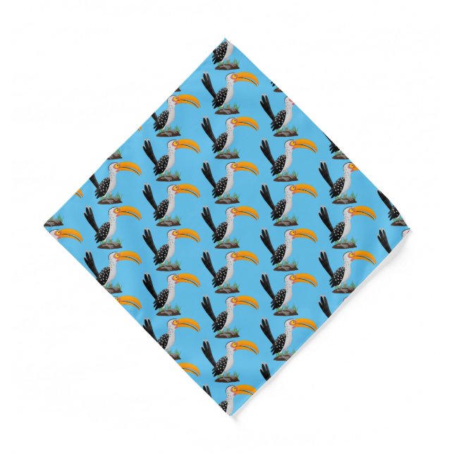Funny yellow billed hornbill safari bird cartoon bandana (Front)