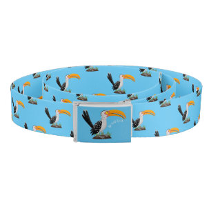 Funny yellow billed hornbill safari bird cartoon belt
