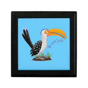 Funny yellow billed hornbill safari bird cartoon gift box