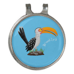 Funny yellow billed hornbill safari bird cartoon golf hat clip