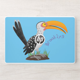 Funny yellow billed hornbill safari bird cartoon HP laptop skin