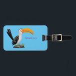 Funny yellow billed hornbill safari bird cartoon luggage tag<br><div class="desc">A happy yellow billed hornbill for safari fun in cute cartoon character style.</div>