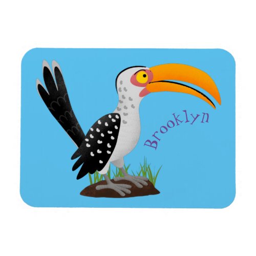 Funny yellow billed hornbill safari bird cartoon magnet