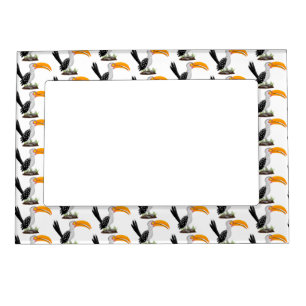 Funny yellow billed hornbill safari bird cartoon magnetic frame