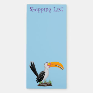 Funny yellow billed hornbill safari bird cartoon magnetic notepad