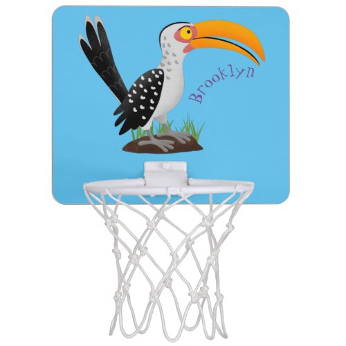 Funny yellow billed hornbill safari bird cartoon mini basketball hoop