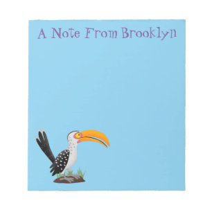 Funny yellow billed hornbill safari bird cartoon notepad