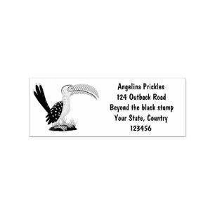 Funny yellow billed hornbill safari bird cartoon rubber stamp