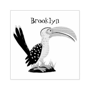 Funny yellow billed hornbill safari bird cartoon rubber stamp