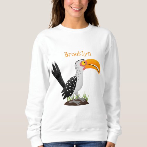 Funny yellow billed hornbill safari bird cartoon sweatshirt