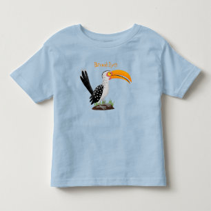 Funny yellow billed hornbill safari bird cartoon toddler t-shirt