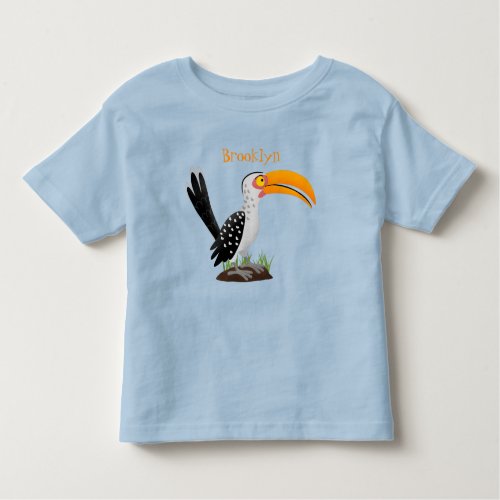 Funny yellow billed hornbill safari bird cartoon toddler t_shirt