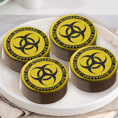 Funny Yellow Biohazard Do Not Eat Caution Sign Chocolate Covered Oreo