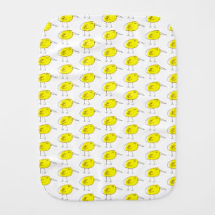 Funny Yellow Bird Cartoon Doodle Baby Burp Cloth