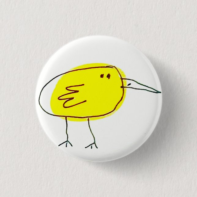 Funny Yellow Bird Doodle  Button (Front)