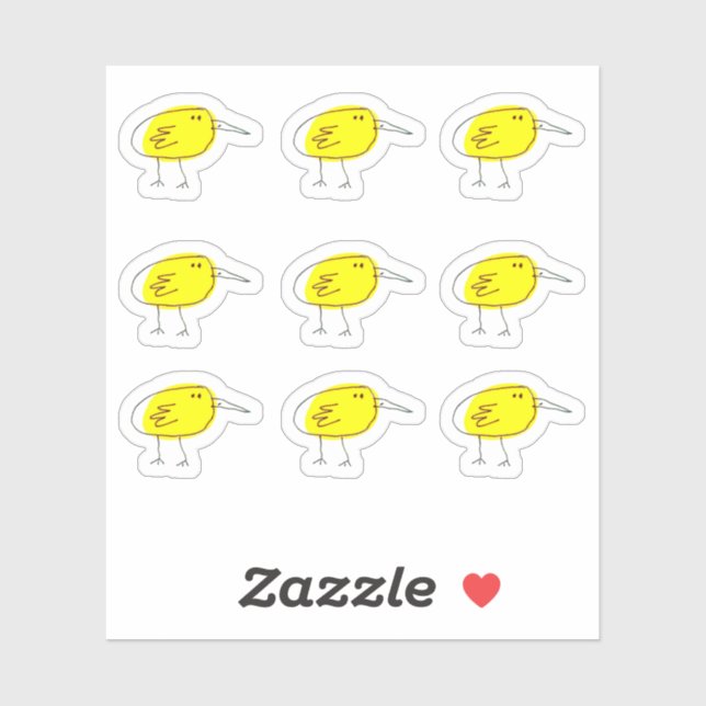 Funny Yellow Bird Doodle Custom-Cut Vinyl Stickers (Sheet)