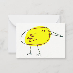 Funny Yellow Bird Doodle Note Card