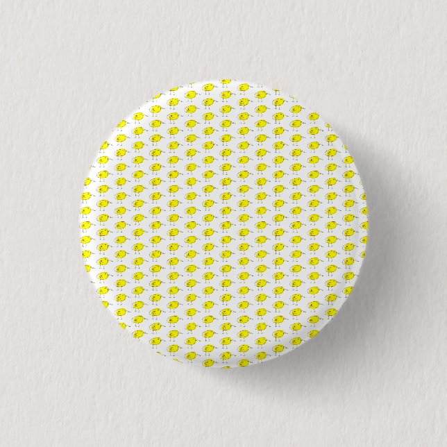 Funny Yellow Birds Doodle Button (Front)