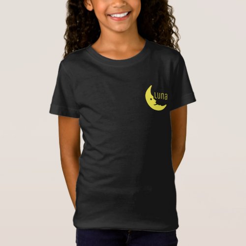 Funny Yellow Black Half Moon Luna Typography T_Shirt