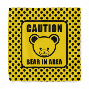 Funny Yellow Black Teddy Bear Warning Sign Art Bandana