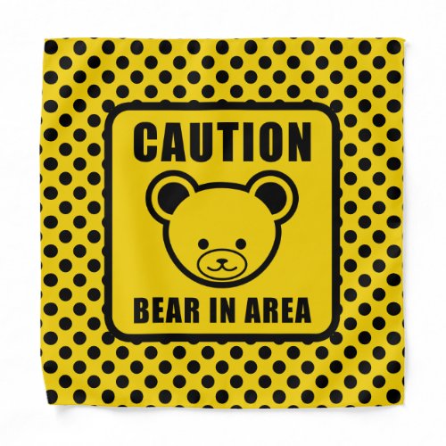 Funny Yellow Black Teddy Bear Warning Sign Art Bandana