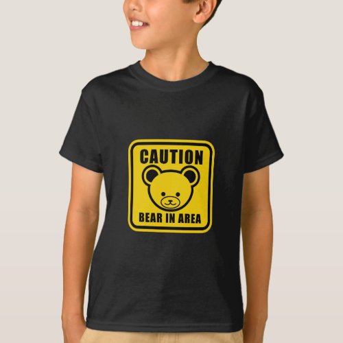 Funny Yellow Black Teddy Bear Warning Sign Art T_Shirt