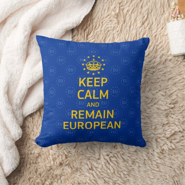 Funny Yellow Blue Keep Calm Crown Europe Modern Throw Pillow (Blanket)
