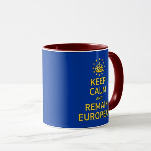 Funny Yellow Blue Keep Calm Crown Europe Pop Art Mug