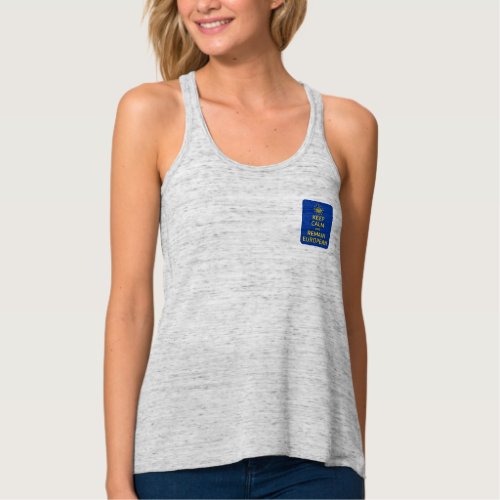 Funny Yellow Blue Keep Calm Crown Europe Vector Tank Top