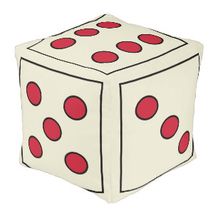 Funny Yellow Board Game Dice Dots illusion  Pouf