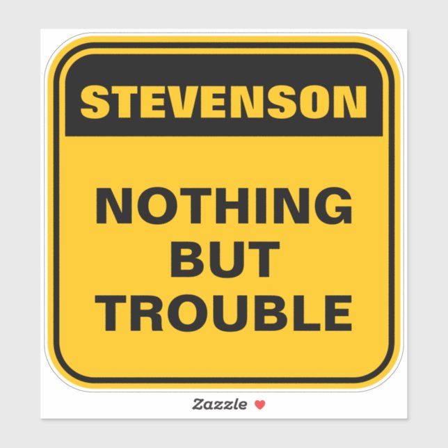 Funny yellow caution road sign personalized gift sticker (Sheet)