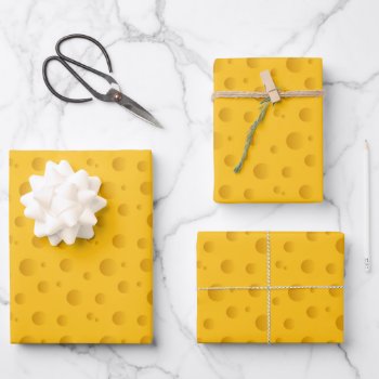 Funny Yellow Cheese Slice Wrapping Paper Sheets by backgroundpatterns at Zazzle