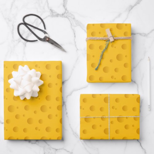 Funny yellow cheese slice Wrapping Paper Sheets