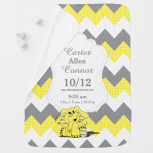 Funny Yellow Chevron Elephant Swaddle Blanket