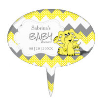 Funny Yellow Chevron Silly Cute Baby 🐘 Elephant Cake Topper