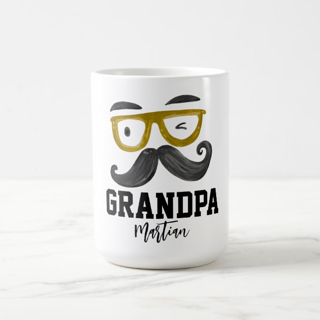 Funny yellow classes and mustache Custom  Grandpa  Coffee Mug (Center)