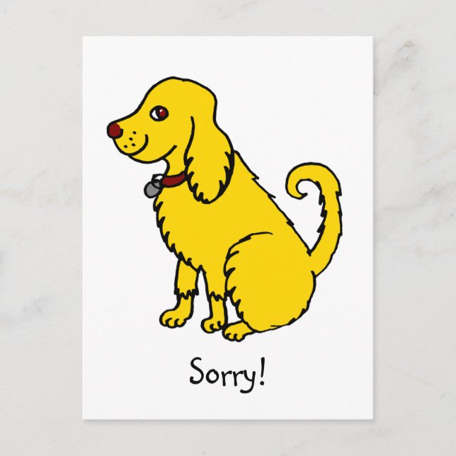 Funny Yellow Cute Dog Sorry Apology Postcard (Front)