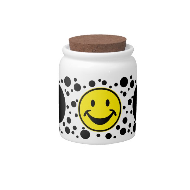 Funny yellow & Dots + your backg. & ideas Candy Jar (Front)
