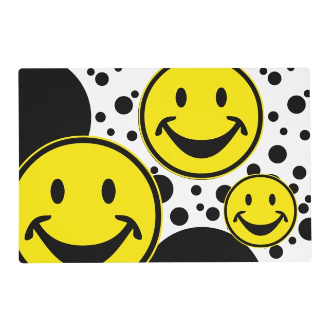 Funny yellow & Dots + your backg. & ideas Placemat (Front)