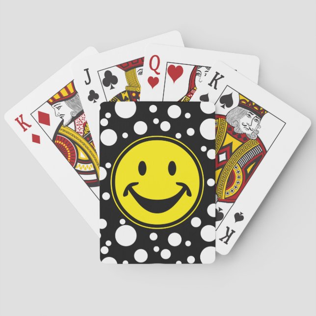 Funny yellow & Dots + your backg. & ideas Poker Cards (Back)