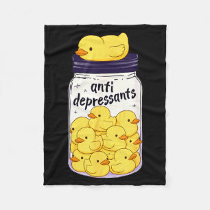 Funny Yellow Duck Anti Depressant Jar Zoo Boys Gir Fleece Blanket