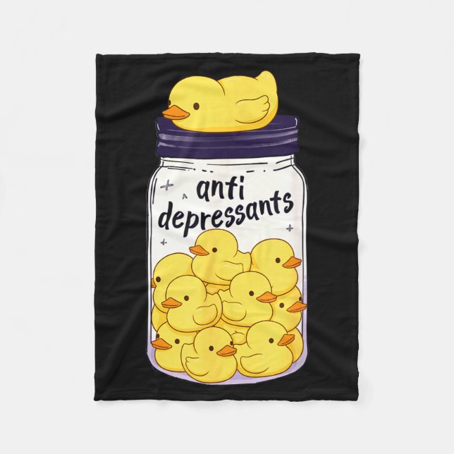 Funny Yellow Duck Anti Depressant Jar Zoo Boys Gir Fleece Blanket (Front)