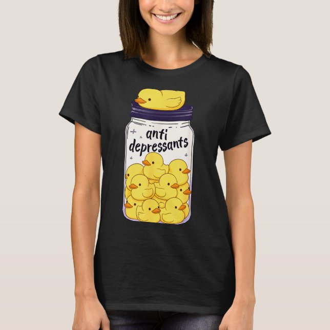 Funny Yellow Duck Anti Depressant Jar Zoo Boys Gir T-Shirt (Front)