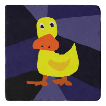 Funny Yellow Duck Art Stone Trivet by tickleyourfunnybone at Zazzle