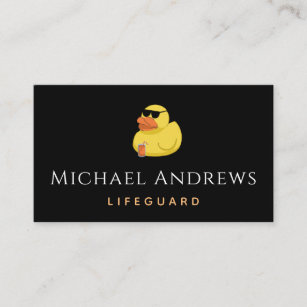Funny Yellow Duck & Cocktail Lifeguard Beach Theme Business Card