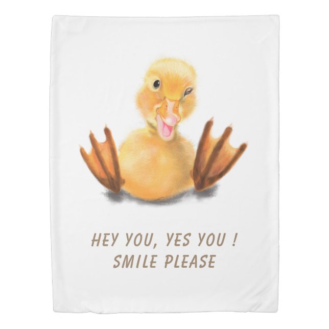 Funny Yellow Duck Duvet Cover - Custom Text (Front)