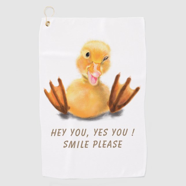 Funny Yellow Duck Playful Golf Towel Cartoon (Front)