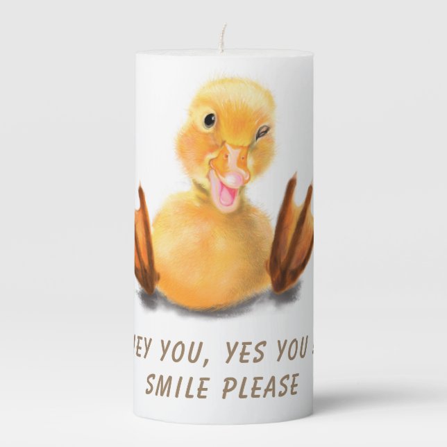 Funny Yellow Duck Playful Wink Candle Smile (Front)
