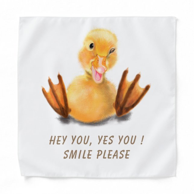 Funny Yellow Duck Playful Wink Happy Smile Cartoon Bandana (Front)
