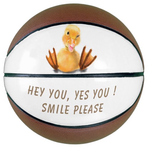 Funny Yellow Duck Playful Wink Happy Smile Cartoon Basketball
